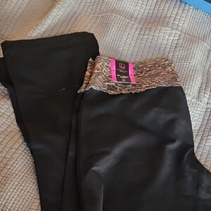 Material Girl Active Black and Pink Lace Pants Large